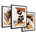 Zestaw obrazy w ramie 30x40 galeria - Liście, kwiaty, boho - rama czarna