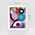 Plakat w ramie 40x50 - Kolorowe Ulotności - abstrakcyjny obraz olejny, żywe kolory - rama biała