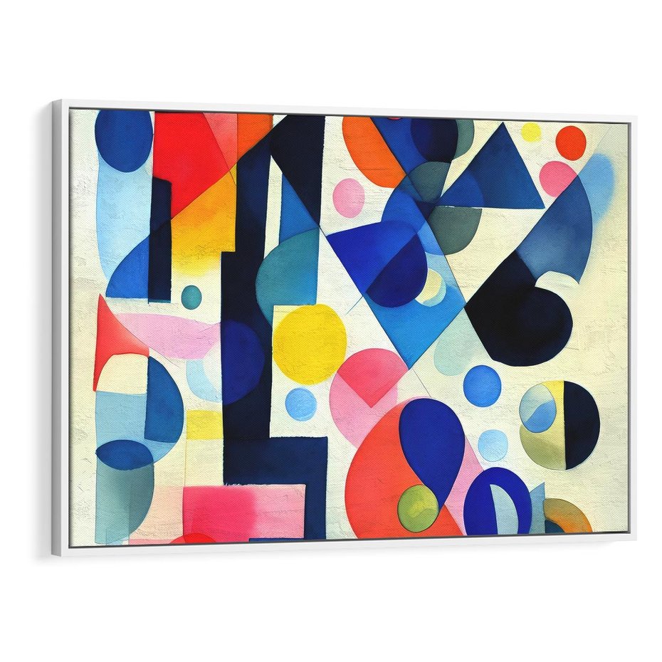 Obraz w ramie 120x80 - Księga Akwarelowych Przeniknięć - abstrakcyjny obraz, różne kolorowe kształty - rama biała