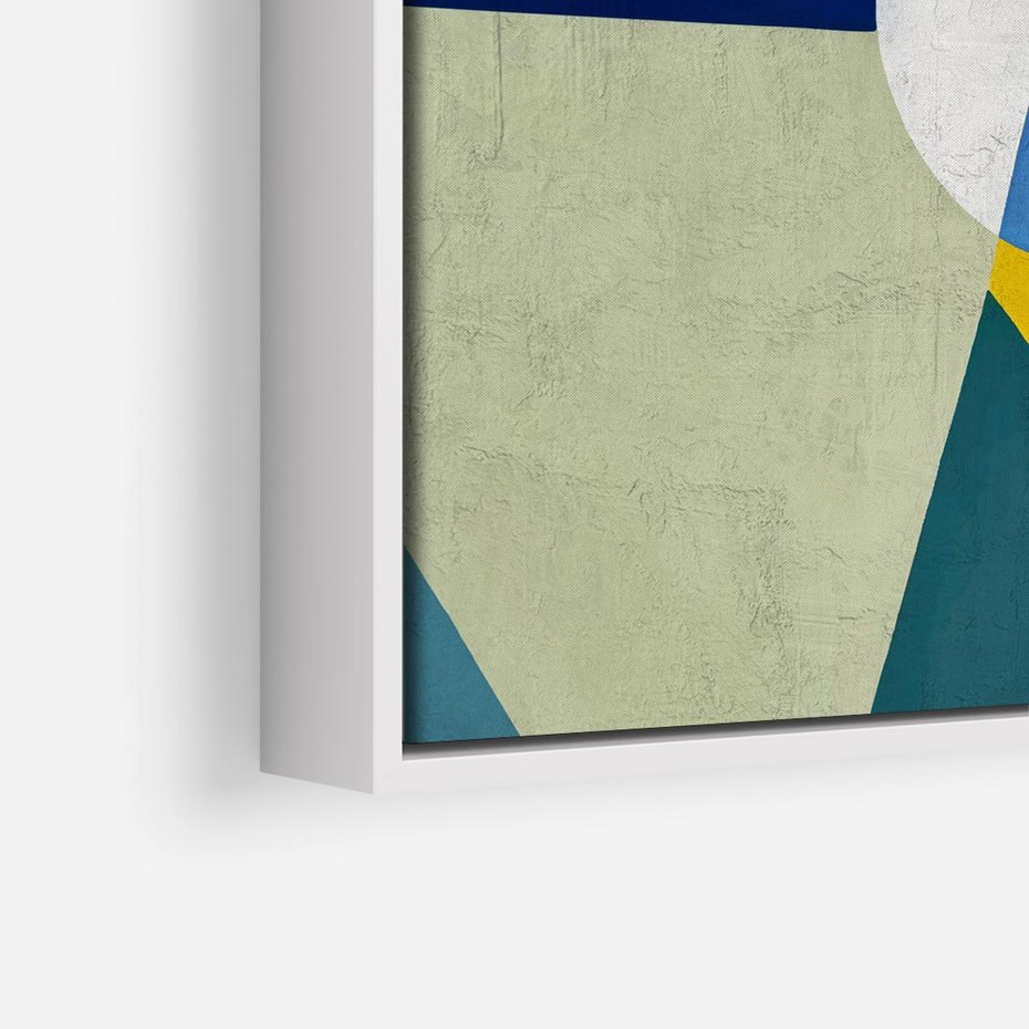 Obraz w ramie 80x80 - Taniec Subtelnych Odbić - abstrakcyjne geometryczne kształty, olejny obraz - rama biała