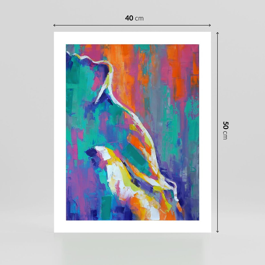 Plakat bez ramy 40x50 - Olejne Wibrujące Emocje - abstrakcyjny obraz, różne kolorowe maźnięcia pędzla