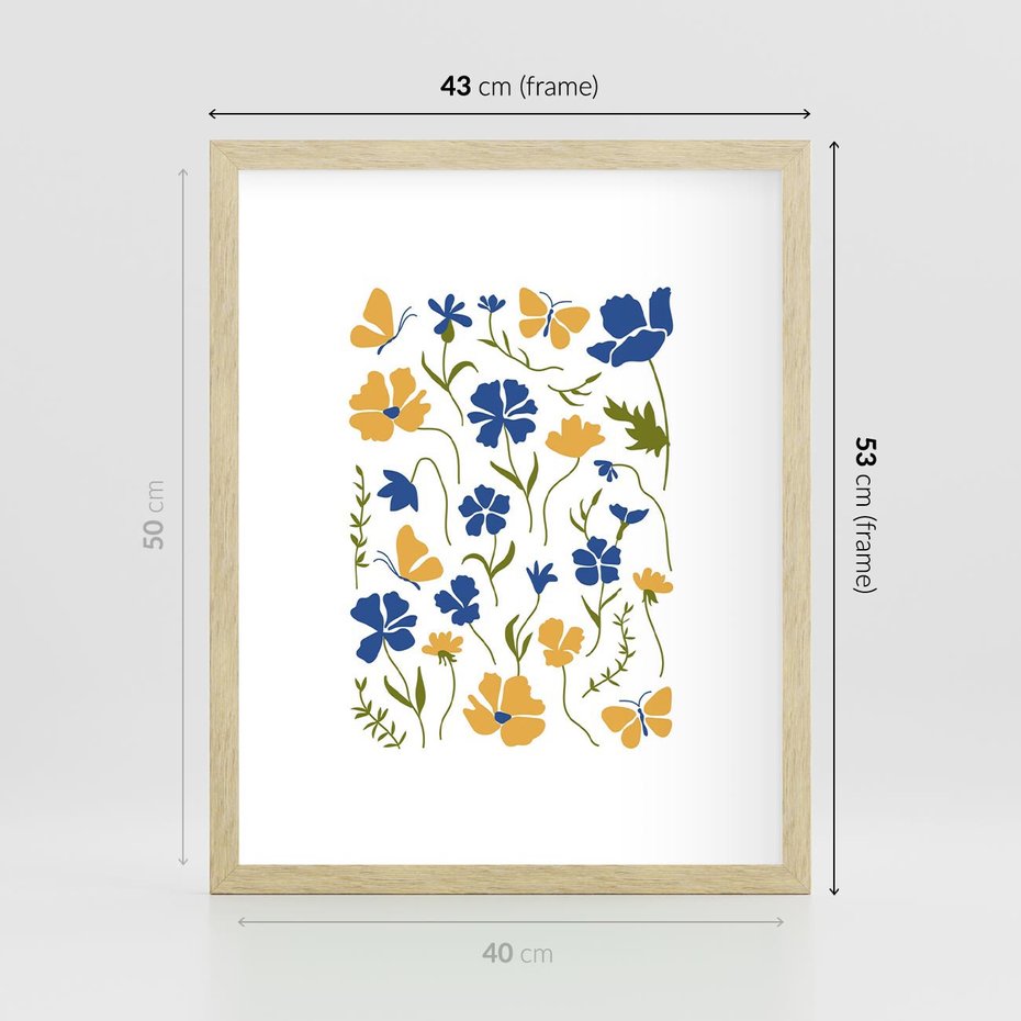 Plakat w ramie 40x50 - Odgłosy Wizji - kwiaty, sztuka nowoczesna - rama drewno