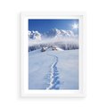 Plakat w ramie 50x70 - Magia zimowych gór - zima, góry - rama biała