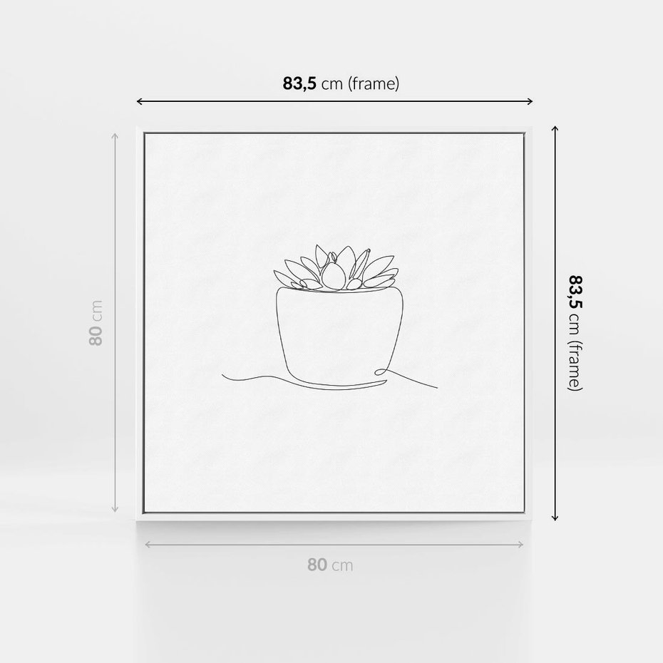 Obraz w ramie 80x80 - Rozkwitające Echa - szkic, minimalizm - rama biała