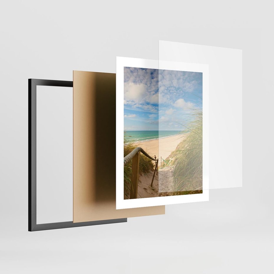 Plakat w ramie 40x50 - Spokojna plaża nad Bałtykiem - plaża, Bałtyk - rama czarna