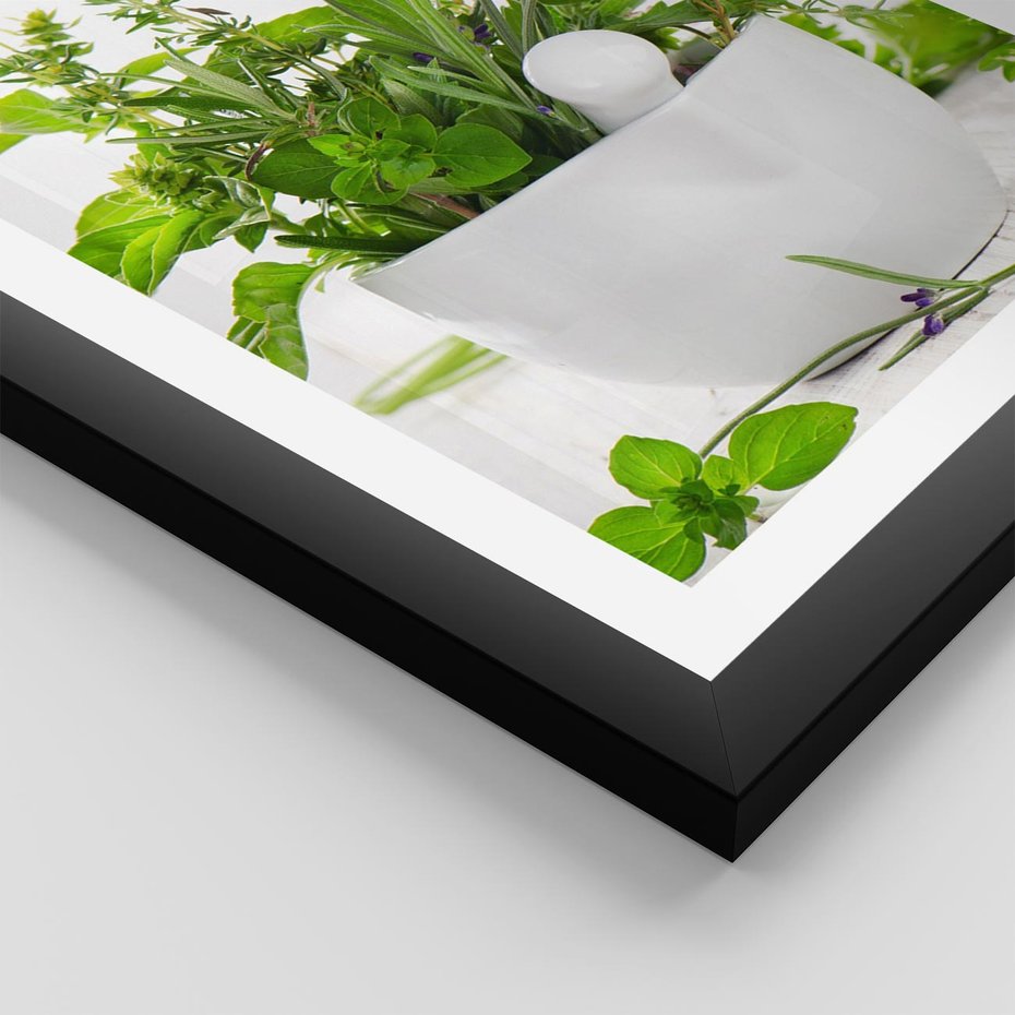 Plakat w ramie 40x50 - Kwiaty i zioła w restauracji - kwiaty, zioła - rama czarna