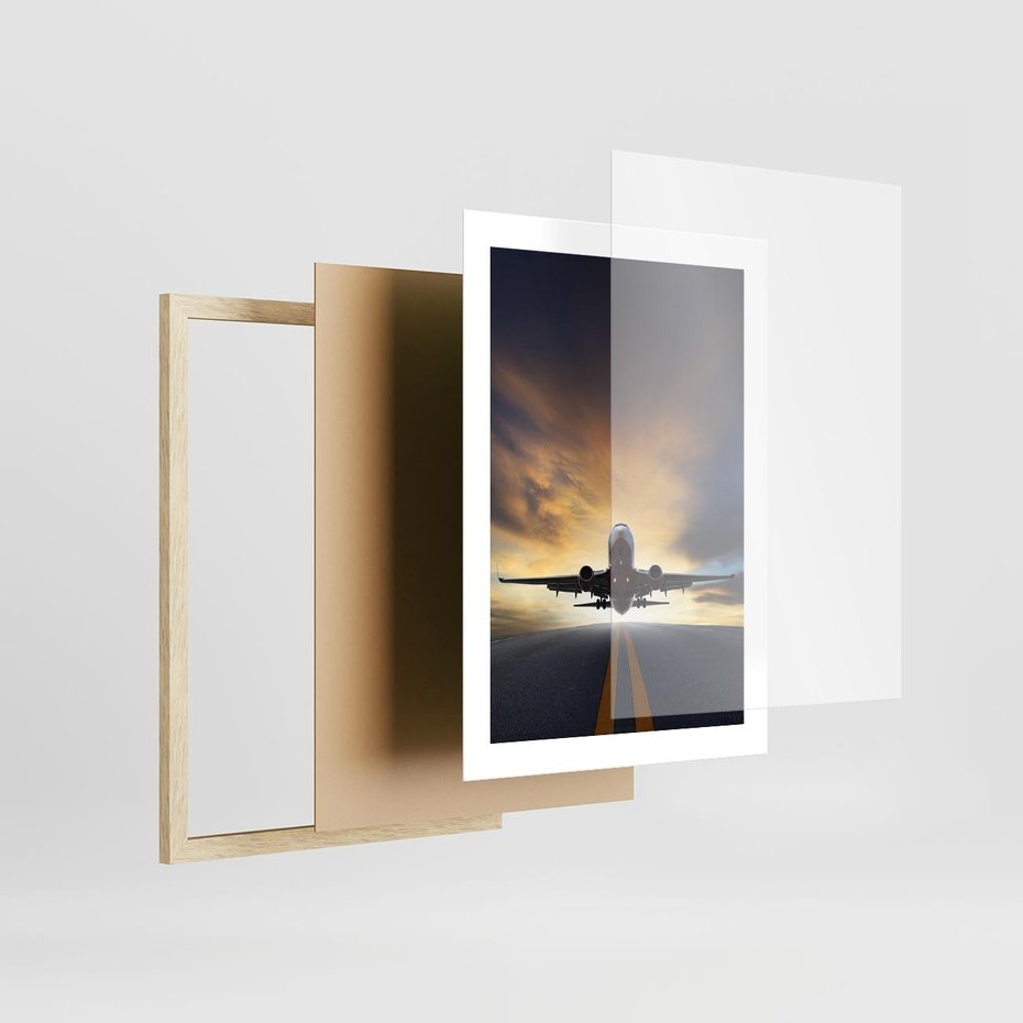 Plakat w ramie 30x40 - Podróż samolotem w pejzaż - samolot, podróż - rama drewno