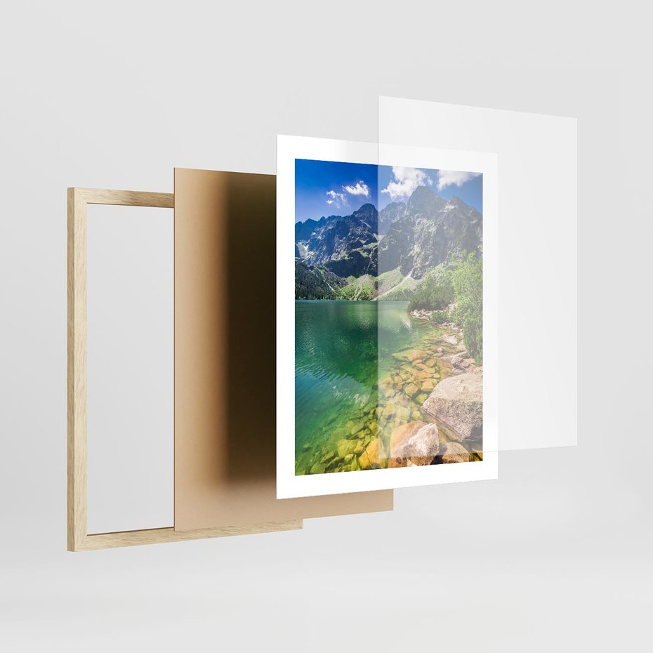 Plakat w ramie 40x50 - Mistyczne Połączenie - jezioro, góry - rama drewno