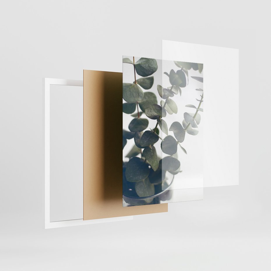 Zestaw obrazy w ramie 30x40 galeria - Eukaliptus, liście, skandynawski, boho - rama biała