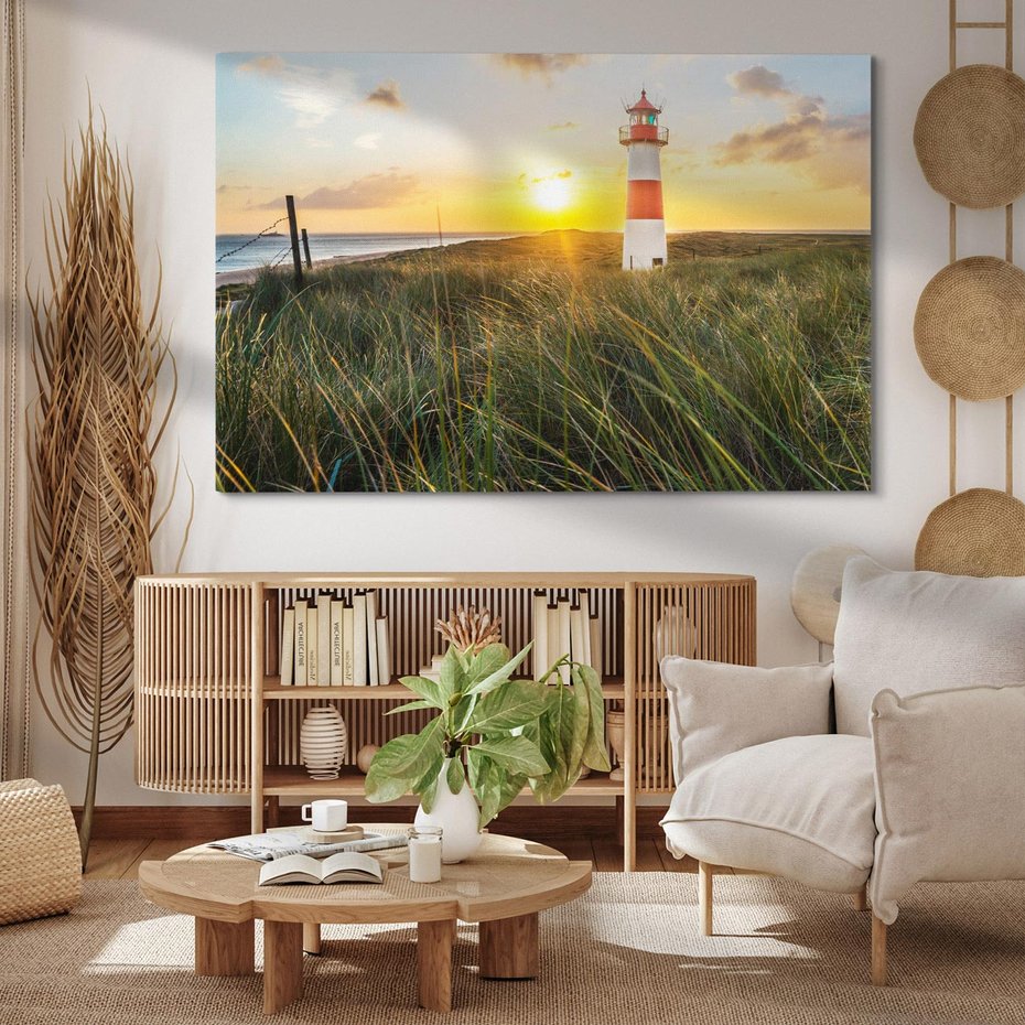 Obraz na płótnie 120x80 - Magia latarni przy zachodzie - latarnia, zachód