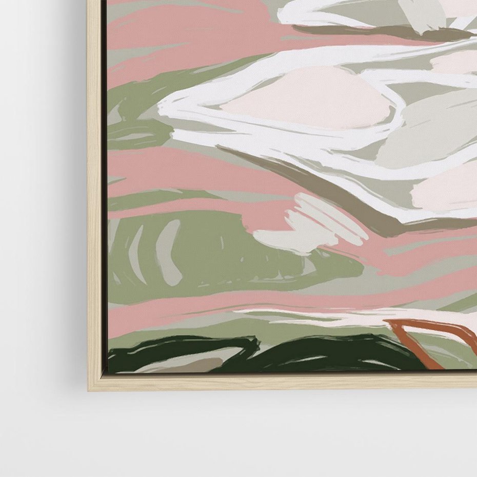 Obraz w ramie 50x50 - Szarawe Wzgórza - pastelowy krajobraz, nowoczesny plakat - rama drewno