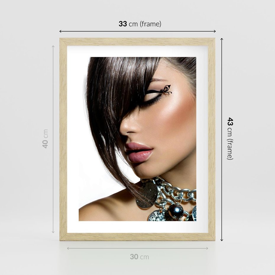 Plakat w ramie 30x40 - Kobieca Fryzura w Ruchu - fryzura, kobieta - rama drewno