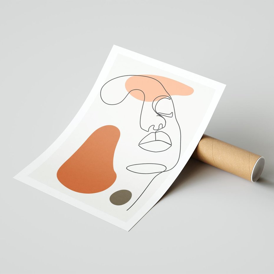 Plakat bez ramy 21x30 - Twarz w Geometrycznym Stylu - nowoczesny obraz, grafika