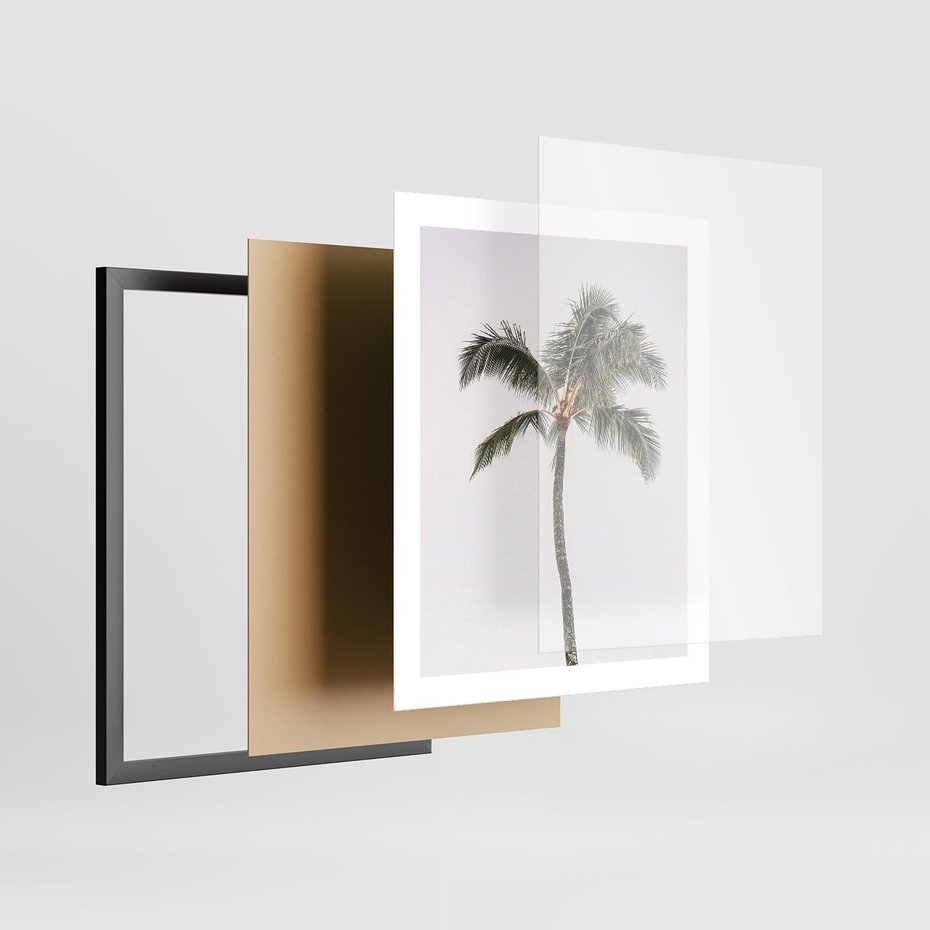 Plakat w ramie 40x50 - Wakacyjne Marzenia - palma na tle nieba - rama czarna