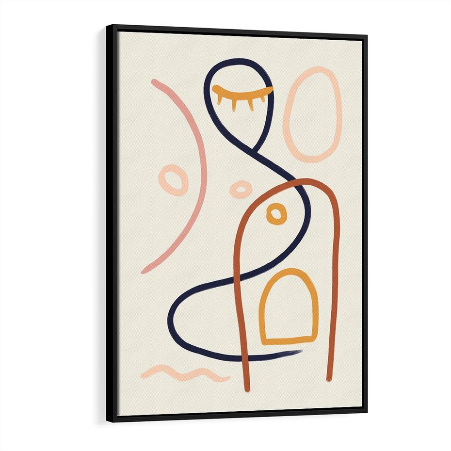 Obraz w ramie 70x100 - Mgnienie Oka - abstrakcja w stylu picasso, beżowe tło - rama czarna