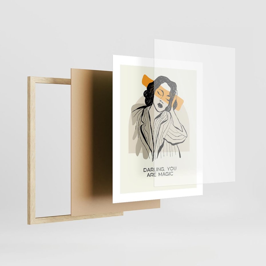 Plakat w ramie 40x50 - Sztuka Kobiecej Osobowości - nowoczesna grafika, kobieta - rama drewno