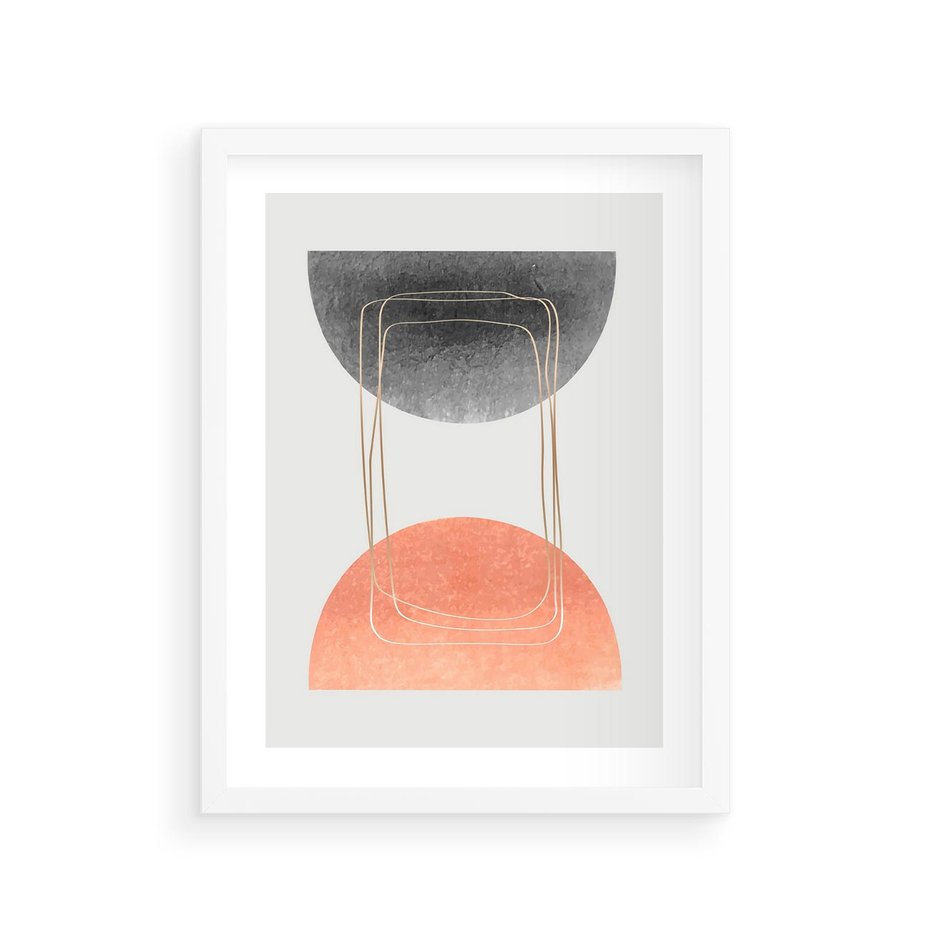 Plakat w ramie 30x40 - Sztuka Abstrakcji - minimalistyczny boho obraz, abstrakcyjny - rama biała