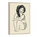 Obraz w ramie 70x100 - Migotliwe Refleksje - nowoczesny minimalistyczny rysunek, dziewczyna w bieliźnie - rama drewno