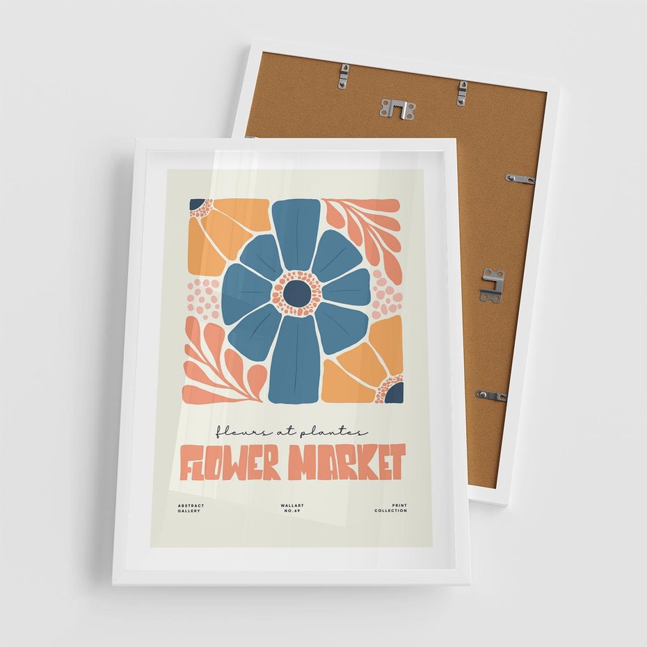 Plakat w ramie 50x70 - Rozbijające Widoki - kwiaty, nowoczesny plakat - rama biała