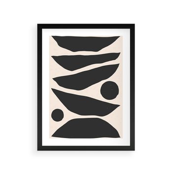 Plakat w ramie 40x50 - Modernistyczna Abstrakcja w Czerni i Bieli - abstrakcja, czarno biała grafika - rama czarna