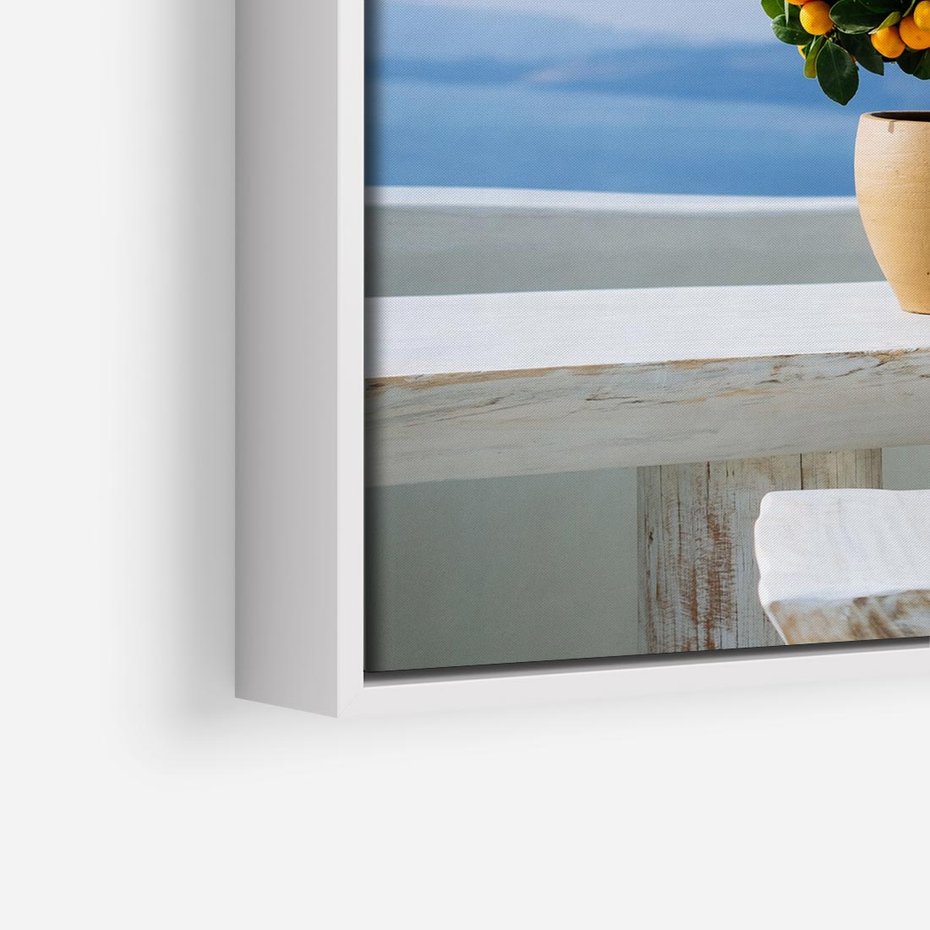 Obraz w ramie 80x80 - Uroki Santorini - Santorini, Grecja - rama biała