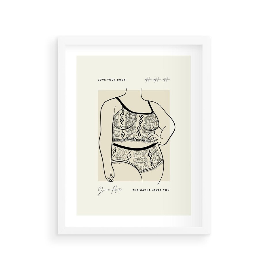 Plakat w ramie 30x40 - Spojrzenia Wewnętrznych Widoków - nowoczesna sztuka kobieca, plakat - rama biała