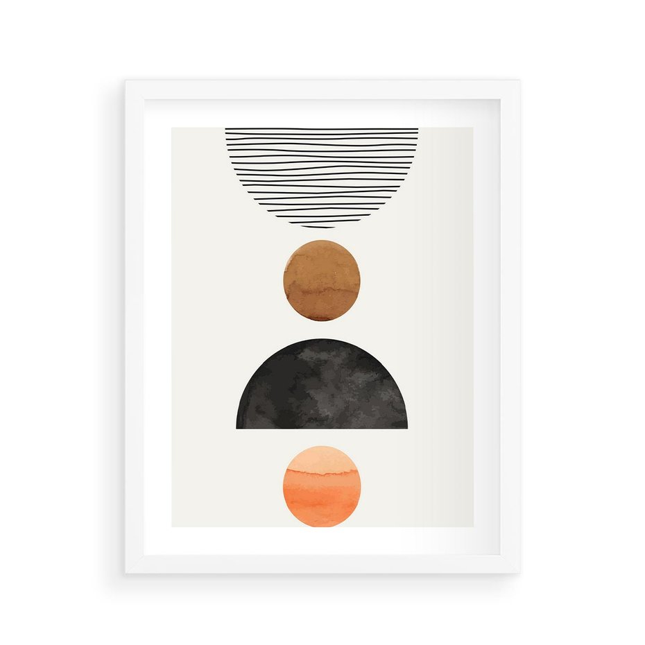 Plakat w ramie 40x50 - Geometryczna Przygoda - nowoczesna grafika, geometria - rama biała