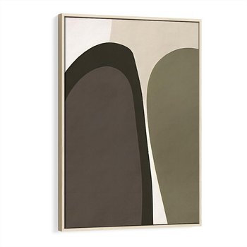 Obraz w ramie 50x70 - Fale w Zieleni - abstrakcyjne kształty, zgaszona zieleń - rama drewno