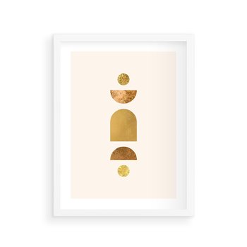 Plakat w ramie 50x70 - Abstrakcyjne Wzory - geometryczne złote kształty, tekstura - rama biała