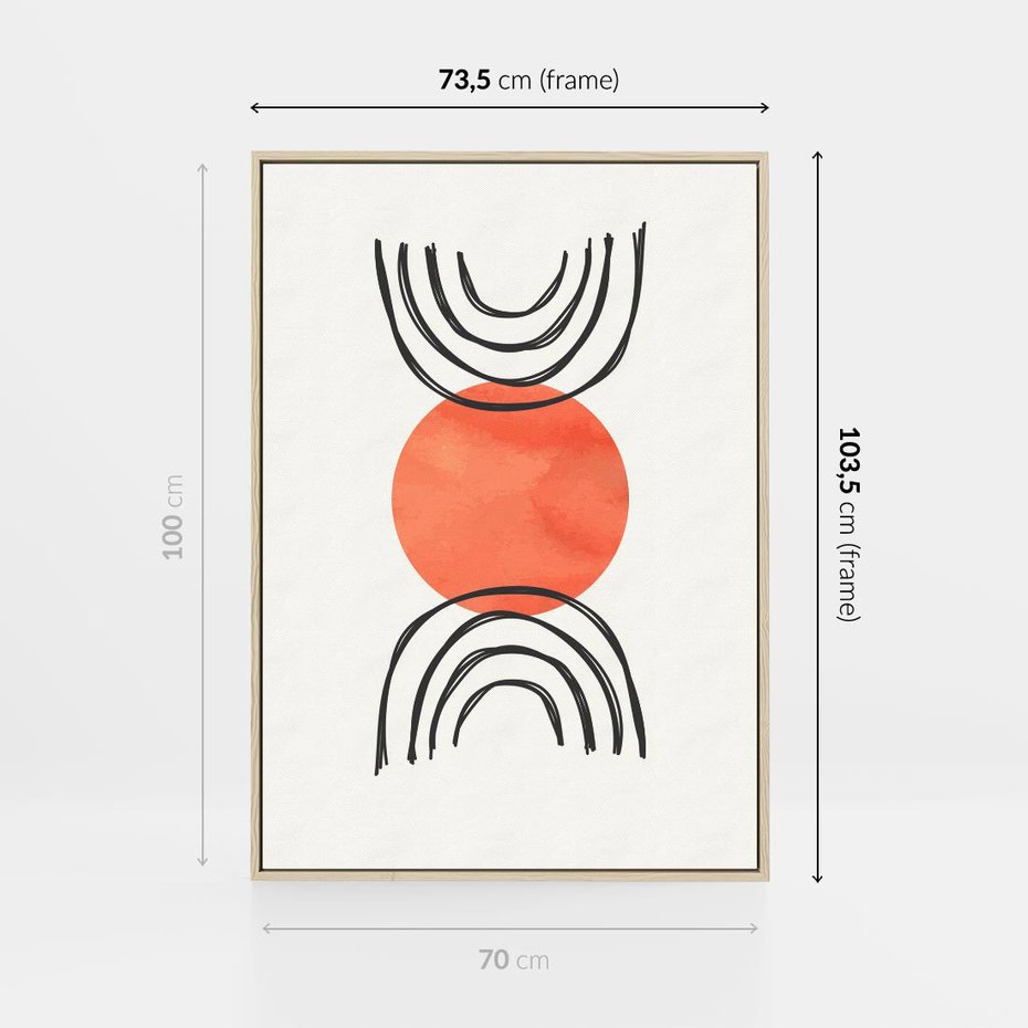 Obraz w ramie 70x100 - Lustrzane Widzenie - koło, boho styl - rama drewno