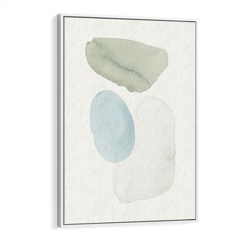 Obraz w ramie 50x70 - Akwarelowa Symfonia Natury - abstrakcyjne delikatne plamy, akwarelowe - rama biała