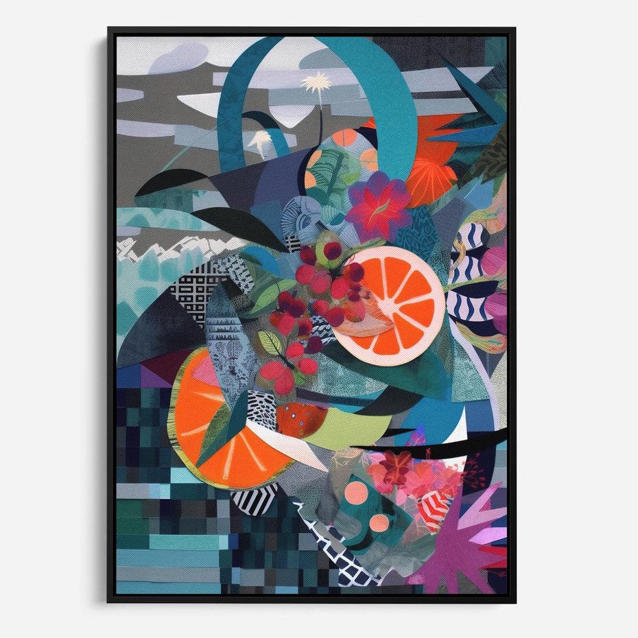 Obraz w ramie 50x70 - Migocące Widoki Harmonii - abstrakcyjny obraz, jak picasso - rama czarna