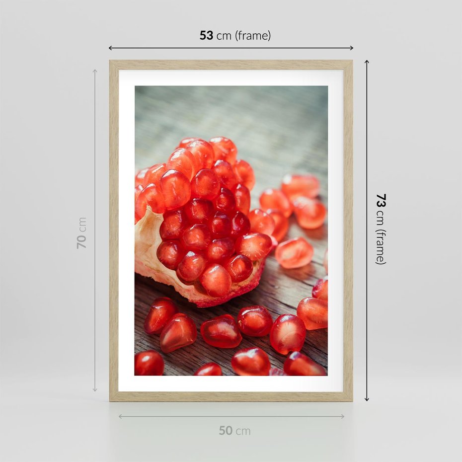 Plakat w ramie 50x70 - Granatowa Inspiracja Kuchni - granat, kuchnia - rama drewno