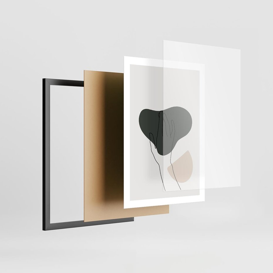 Plakat w ramie 50x70 - Bezczasowe Echo - szkic jedną linią, one line - rama czarna