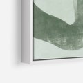 Obraz w ramie 50x70 - Nurtująca Kompozycja Zieleni - abstrakcyjne delikatne zielone linie, podobne do gałęzi kwiatów - rama biała