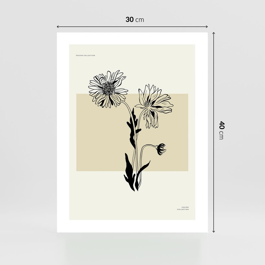 Plakat bez ramy 30x40 - Kwiatowe Płótno - kwiaty, typografia
