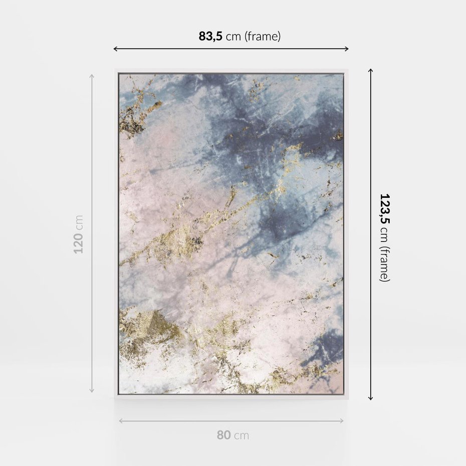 Obraz w ramie 80x120 - Luksusowa Dekoracja - marmur, złoto - rama biała