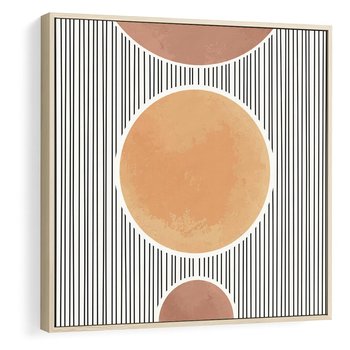 Obraz w ramie 50x50 - Taniec Linii - abstrakcyjna nowoczesna sztuka, koła okręgi - rama drewno