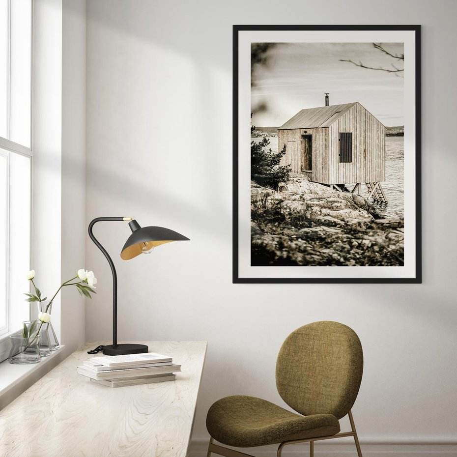 Plakat bez ramy 50x70 - Nostalgiczna Oaza - rustykalny domek, domek nad jeziorem