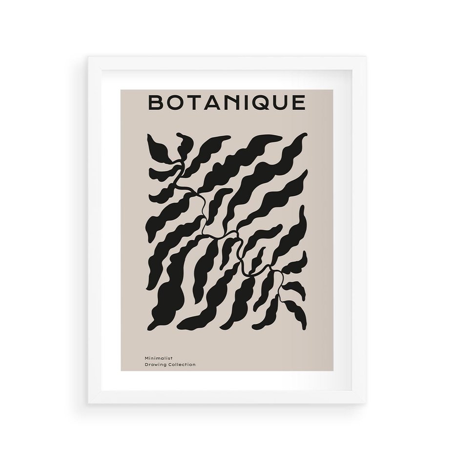 Plakat w ramie 40x50 - Księga Odbić - abstrakcyjne liśćie, roślinne motywy - rama biała