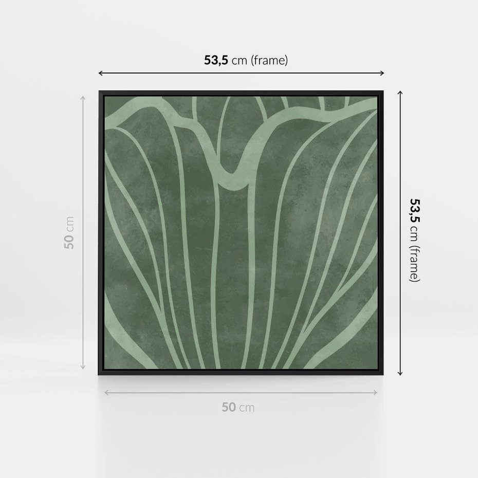 Obraz w ramie 50x50 - Zieleń Kształtująca Spokój - zielony plakat, roślinne inspiracje - rama czarna
