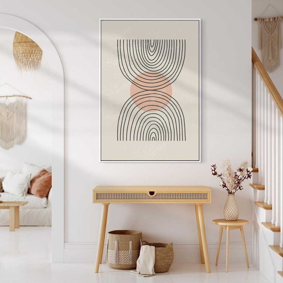 Obraz w ramie 80x120 - Nowy Rytuał - abstrakcyjna sztuka, boho kształty - rama biała