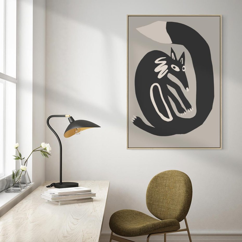 Obraz w ramie 80x120 - Migotliwe Echa Skandynawii - skandynawska sztuka, lis - rama drewno