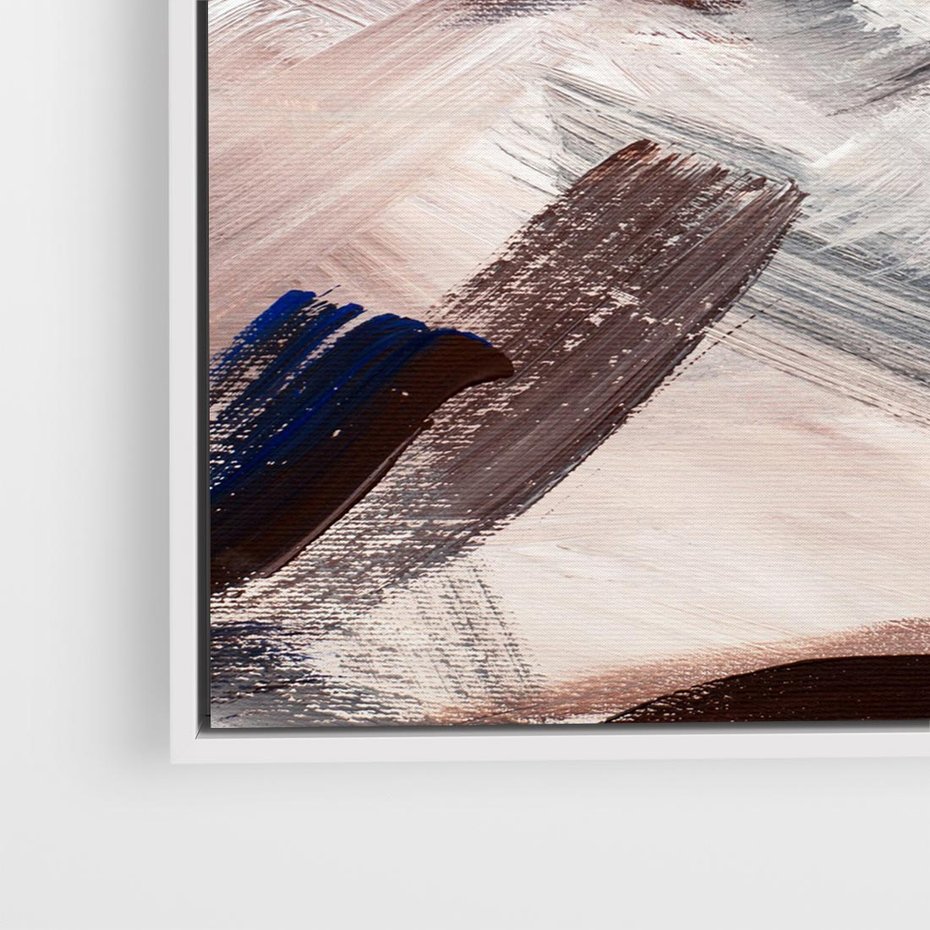 Obraz w ramie 50x50 - Eksploracja Dramaturgii - abstrakcyjny chaos, chatyczne maźnięcia pędzla - rama biała