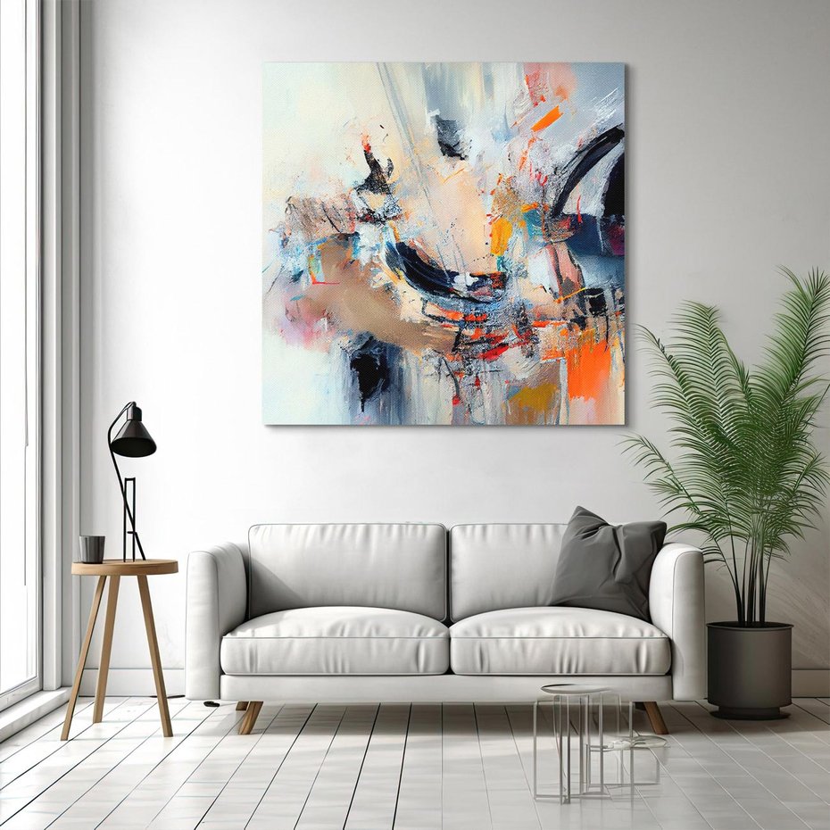 Obraz na płótnie 80x80 - Kontrapunkty zatajonych uczuć - dynamiczna abstrakcja, bałagan na płótnie