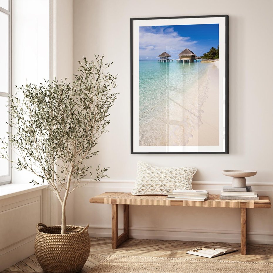 Plakat w ramie 40x50 - Rajski klimat plaży tropikalnej - plaża, tropiki - rama czarna