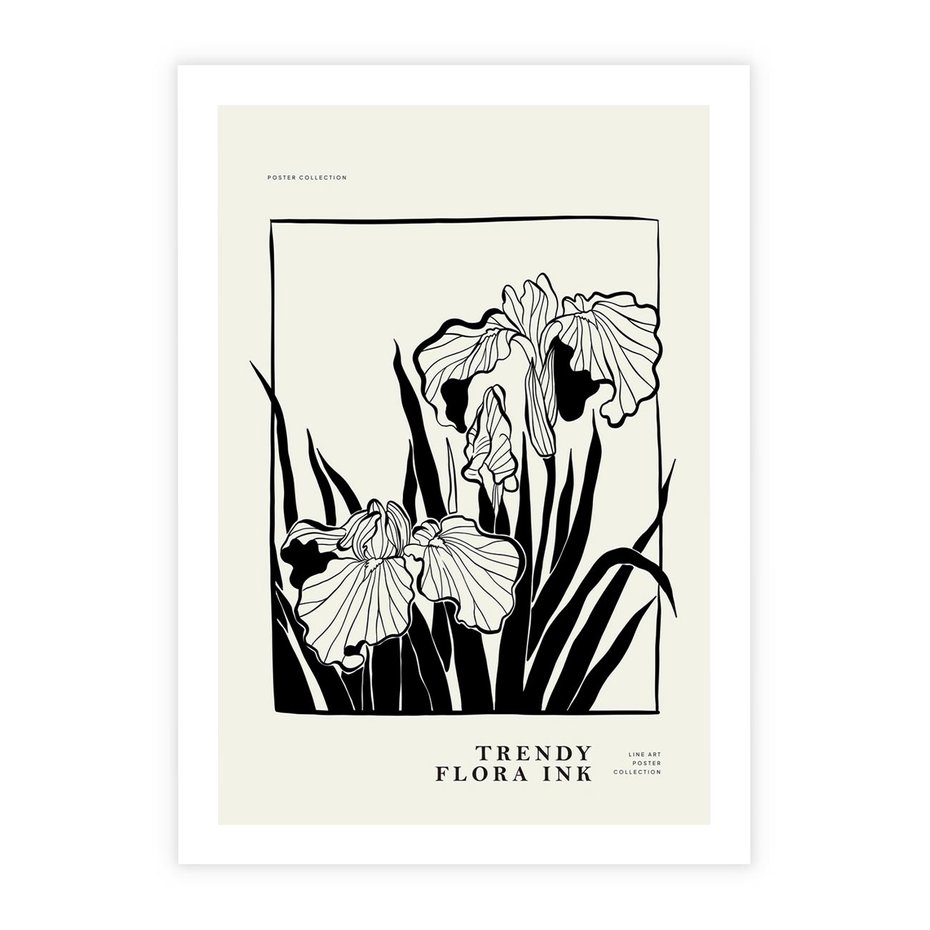 Plakat bez ramy 21x30 - Spojrzenia na szkicowaną przeszłość - kwiaty, typografia