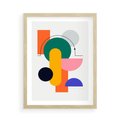 Plakat w ramie 50x70 - Harmonijne Przenikanie Form - nowoczesna sztuka, geometryczna kolorowa grafika - rama drewno