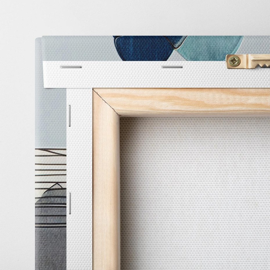 Obraz na płótnie 40x40 - Plamy w Niebieskim - sztuka abstrakcyjna, linie