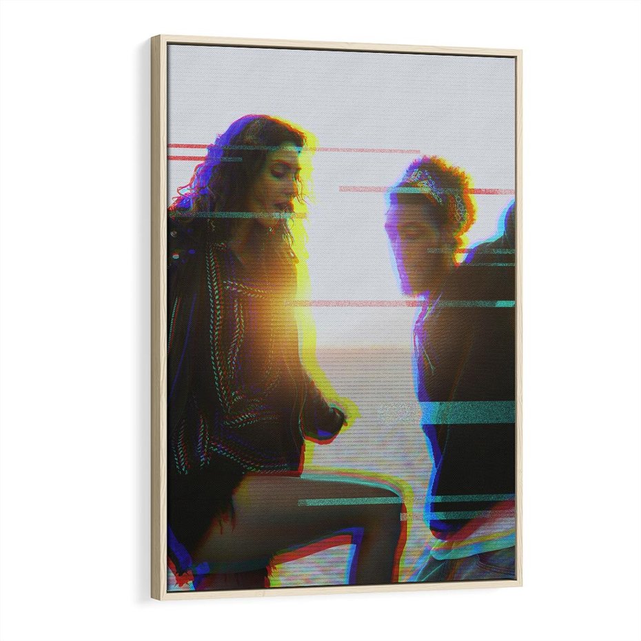 Obraz w ramie 50x70 - Taniec tęsknot - zdjęcie w stylu retro, dodane kolorowe akcenty - rama drewno